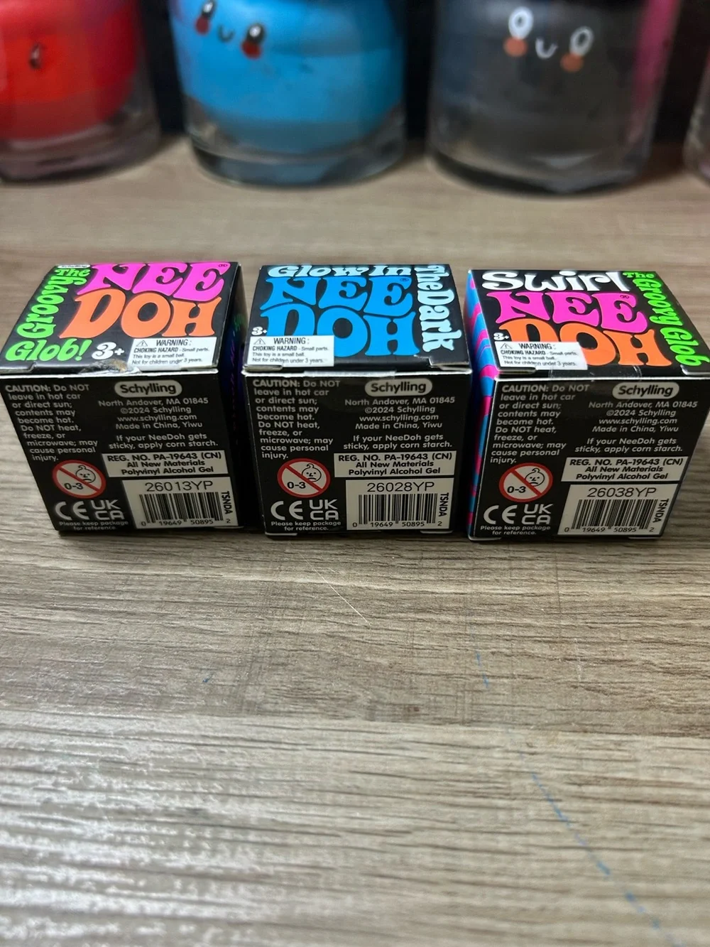NeeDoh Teenie Mini Lot of 3 Groovy Glob Glow in the Dark Swirl NEW SEALED